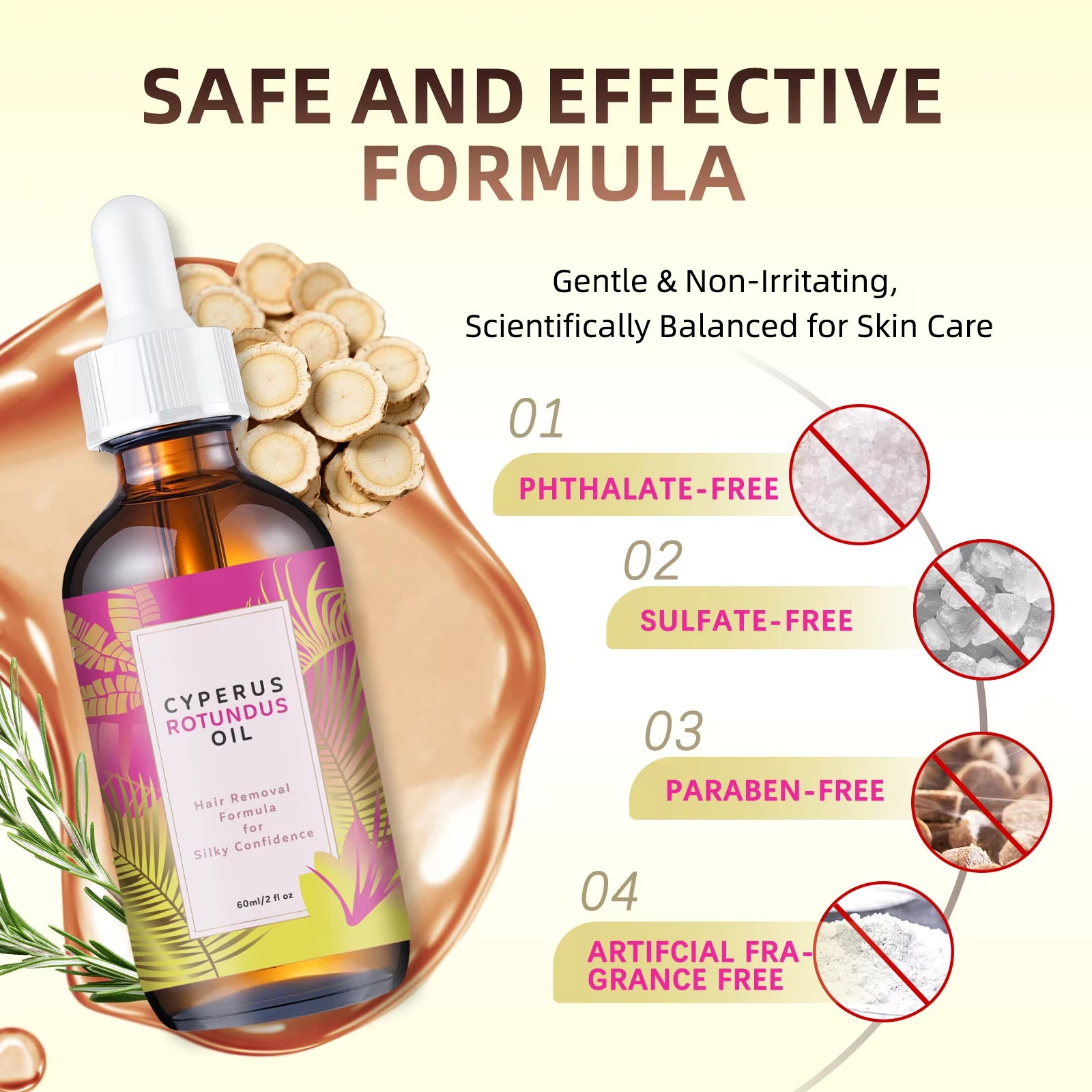 Multi-Action Hair Reduction Oil 60Ml - Natural Jojoba & Almond Blend for Softer Skin & Gentler Hair Growth on Face & Body.