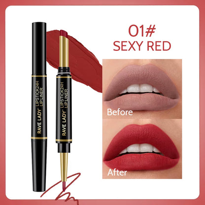 2 in 1 Matte Lipstick Lipliner Pencil 6 Color Christmas Gift Waterproof Lipstick Sexy Red Long Lasting Lipliner Makeup