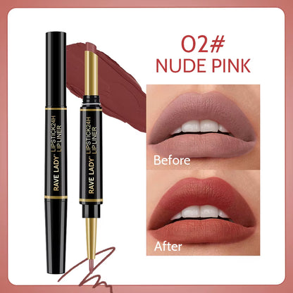 2 in 1 Matte Lipstick Lipliner Pencil 6 Color Christmas Gift Waterproof Lipstick Sexy Red Long Lasting Lipliner Makeup