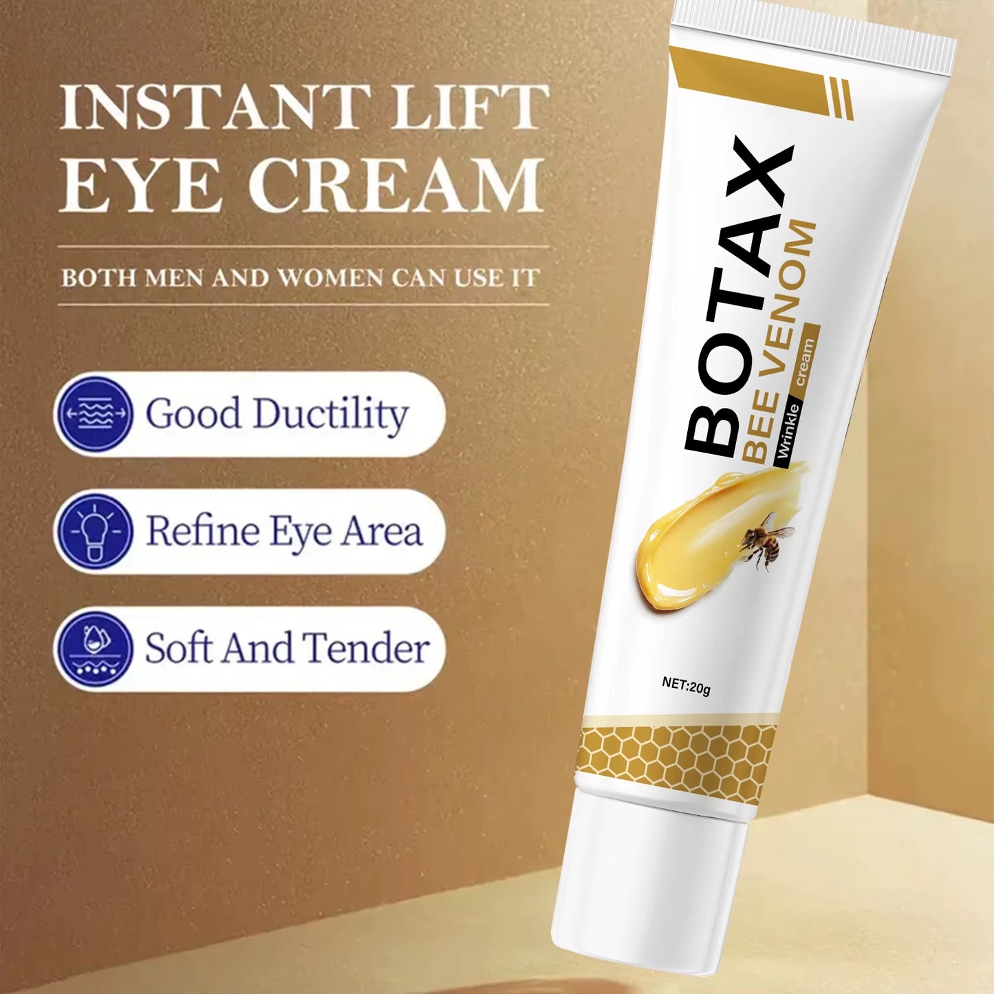 Botax Bee Venom Eye Cream, Light Texture, Moisturizes & Protects Skin—Daily Use for Elastic, Smooth, Wrinkle-Reducing Results
