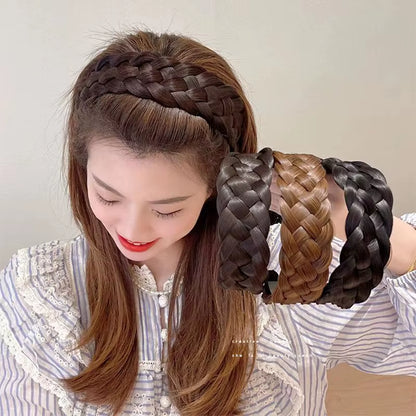 Wig Braided Headband Five-Strand Braided Wide-Brimmed Hairband Women'S Hair Accessories