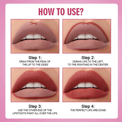 2 in 1 Matte Lipstick Lipliner Pencil 6 Color Christmas Gift Waterproof Lipstick Sexy Red Long Lasting Lipliner Makeup