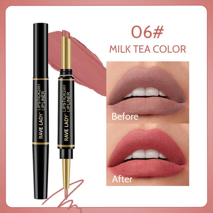 2 in 1 Matte Lipstick Lipliner Pencil 6 Color Christmas Gift Waterproof Lipstick Sexy Red Long Lasting Lipliner Makeup