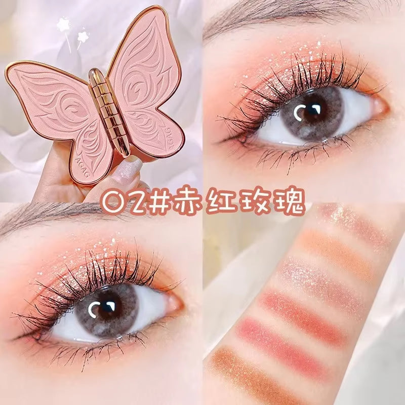 Butterfly Eye Shadow Six Color Eyeshadow Palette Easy to Color Glitter Matte Makeup Make-Up for Women Korean Cosmetics Makeup