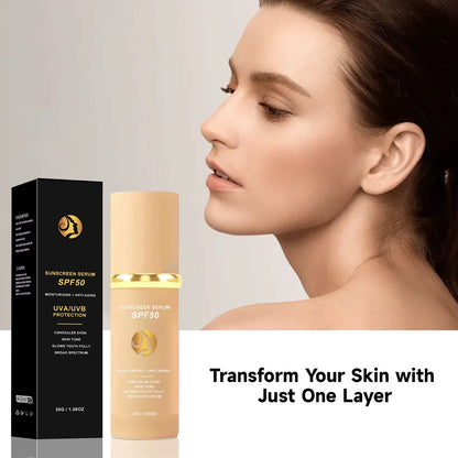 4-In-1 Foundation Liquid Makeup 4 in 1 Foundation Light Spectrum Sunscreen Serum Liquid Hydrating Full Coverage Concealer SPF 50