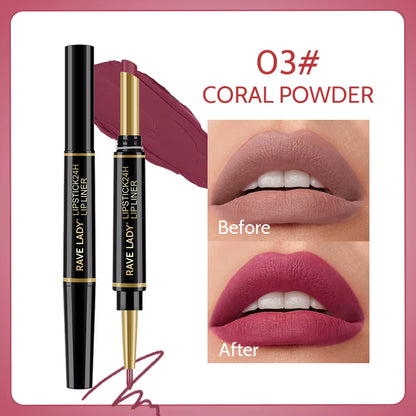 2 in 1 Matte Lipstick Lipliner Pencil 6 Color Christmas Gift Waterproof Lipstick Sexy Red Long Lasting Lipliner Makeup