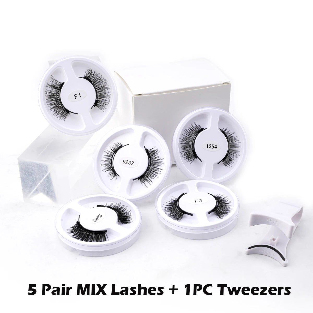 Wholesale Reusable Magnetic False Eyelashes 5 Pairs Magnetic Eyelash Kit Extension Tool Tweezers Makeup Set 5 Style Mink Lashes