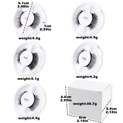 Wholesale Reusable Magnetic False Eyelashes 5 Pairs Magnetic Eyelash Kit Extension Tool Tweezers Makeup Set 5 Style Mink Lashes