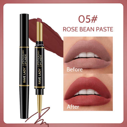 2 in 1 Matte Lipstick Lipliner Pencil 6 Color Christmas Gift Waterproof Lipstick Sexy Red Long Lasting Lipliner Makeup