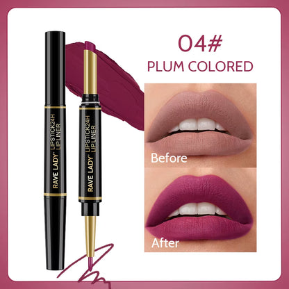 2 in 1 Matte Lipstick Lipliner Pencil 6 Color Christmas Gift Waterproof Lipstick Sexy Red Long Lasting Lipliner Makeup